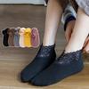1 Pair Ankle Socks Super Soft Lace Trim Non-Slip Highly Elastic Friendly To Skin Keep Warm Solid Color Stretchy Thicken
