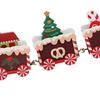Xmas Train Ornament Cute Festive Wooden Train Window Desktop Decoration for Holiday Brown