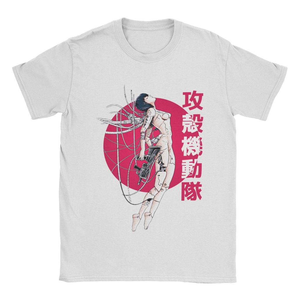 Ghost In The Shell Sun T Shirt for Men 100% Cotton Amazing T-Shirt Crew Neck Anime Manga Tees Short Sleeve Clothes Plus Size