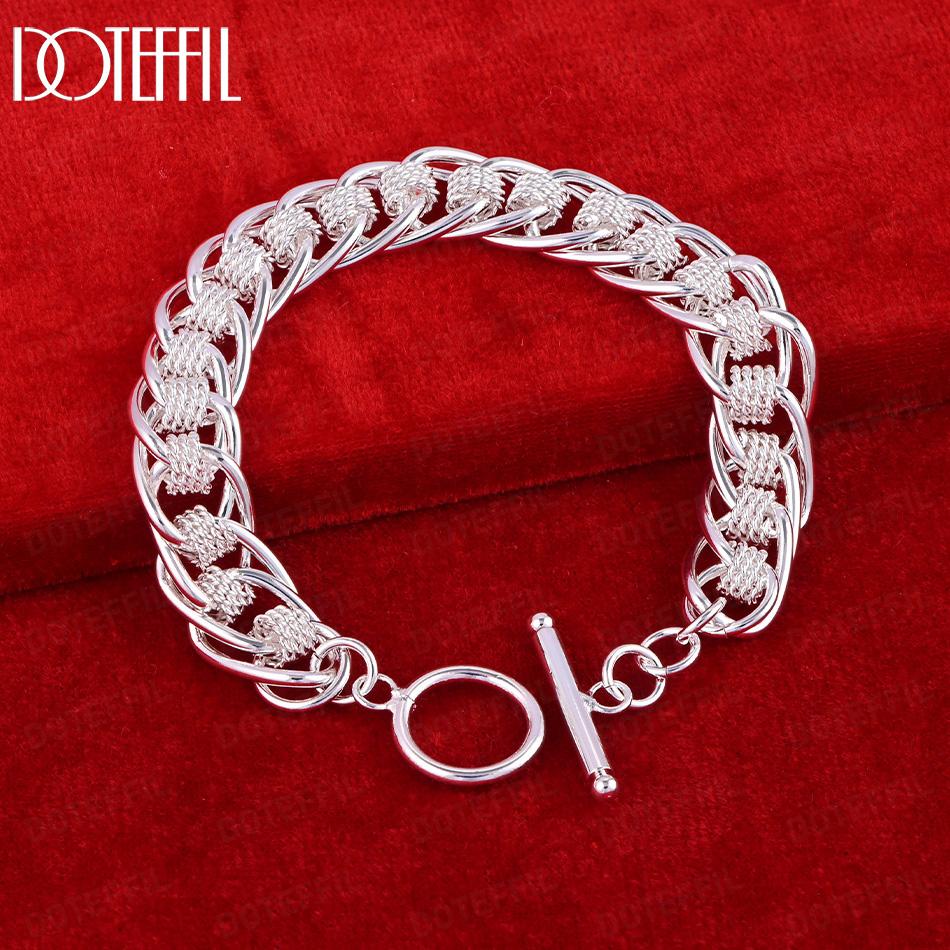 925 Sterling Silver Fashion Braided Circle Bracelet Wedding Jewelry