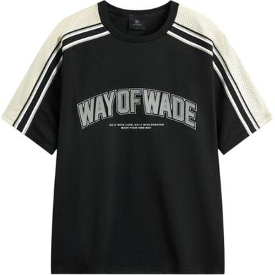 Li Ning Wade Lifestyle Series Gestreiftes Colorblock Buchstaben Rundhals Kurzarm T-Shirt Herren Tops Schwarz AHSU475-1