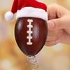 Rugby Christmas Tree Topper with Santa Hat Spring Base Bouncing Sports Ornament