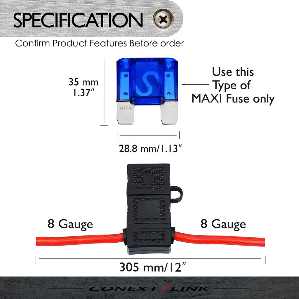 Conext Lin LFH8MAXI-1 Loop Fuse with Maxi Cover 8 Gauge Fuse Holder Without Fuses, 1 Piece