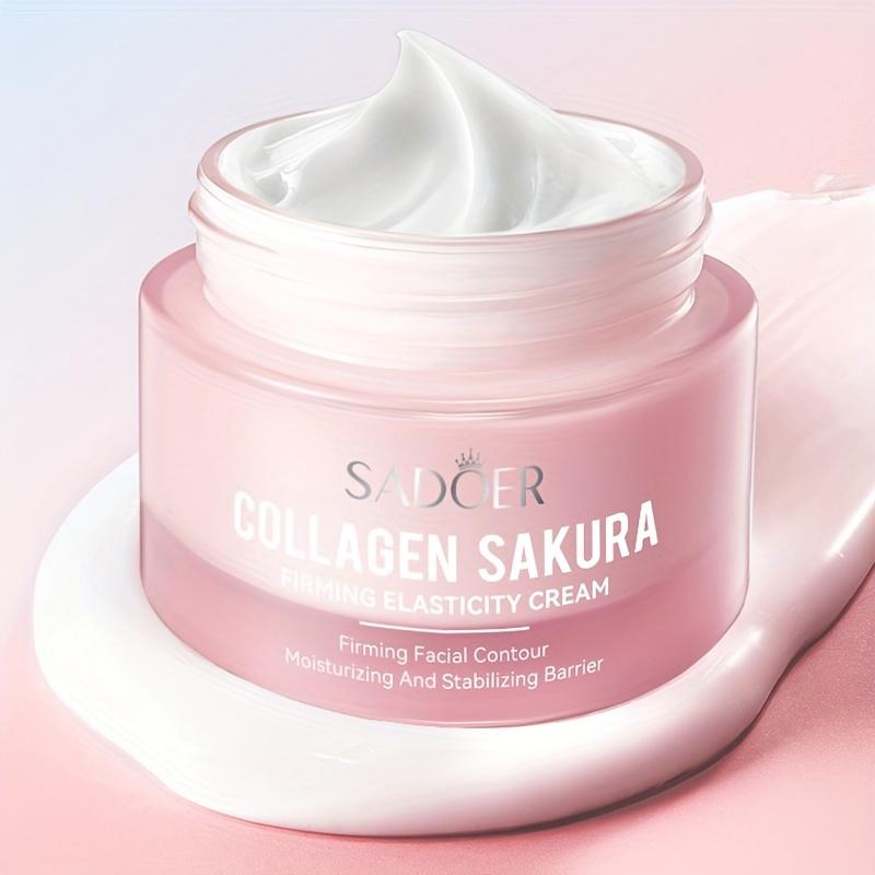 50g Kollagen Sakura Straffende Elastizität Gesichtscreme Feuchtigkeitsspendend, Geschmeidig, Zart Reduziert feine Linien Anti-Falten und Nicht fettende Hautpflegeprodukte