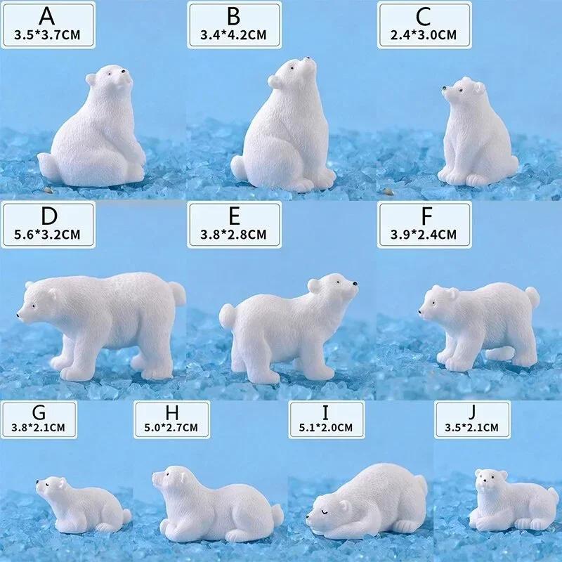 9PCS Cute Resin Polar Bear Miniature Ornaments Landscape Decoration DIY Dollhouse Garden Accessories