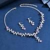 Vintage European & American Bridal Flower Rhinestone Wedding Jewelry Set: Necklace & Earrings
