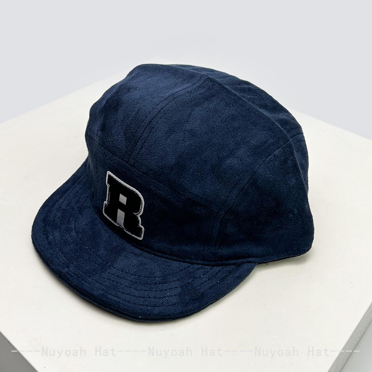 

New Men Women Korean Patch R Letter Baseball Hats Sunshade Flat Eave Versatile Suede Peaked Caps Niche Fashion Retro Simple Ins 52-60cm
