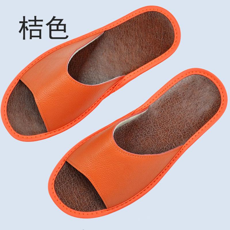 Cow Leather Slippers Big sizes Genuine Homes in indoor slipper summer open toe sandals men women elderly casual Slides shoes