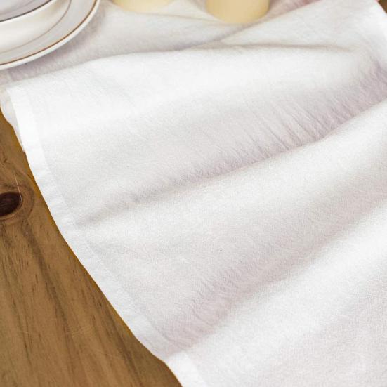 Solid Cotton Table Runner with Ruffled Edges Vintage Farmhouse Decor for Dining Coffee Table Country-Style Wrinkle Fabric Placemat Elegant Home Accent