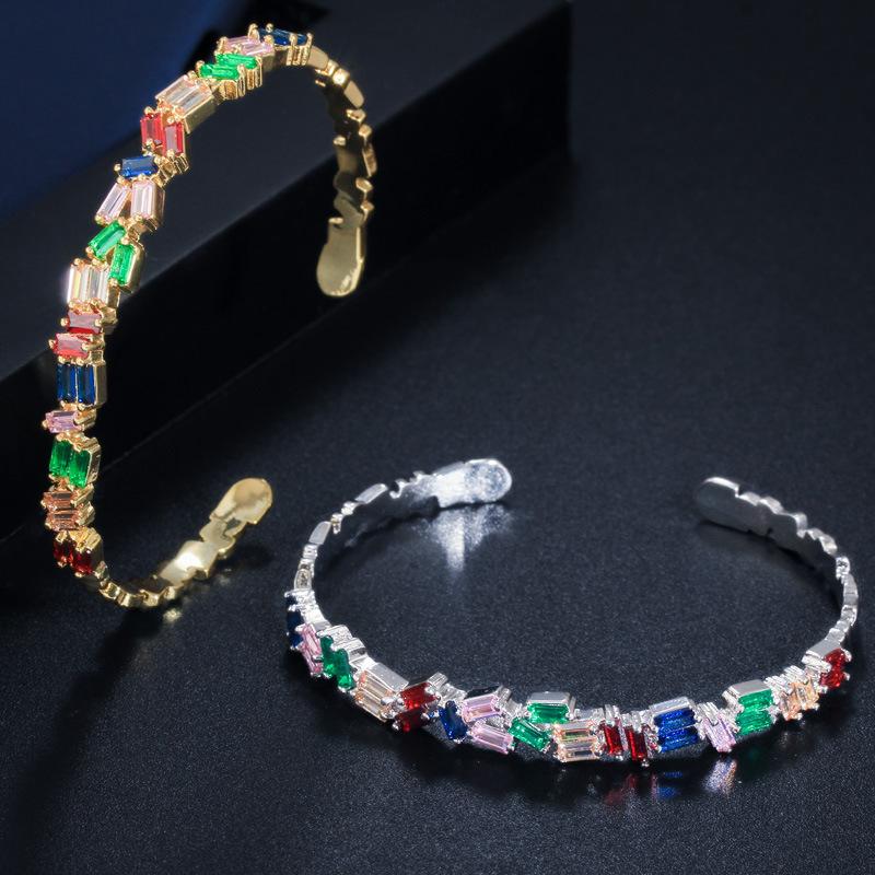 S0156 Schlichtes, unregelmäßiges Zirkonia-Armband mit Stiftanhänger, Damen-Handschmuck