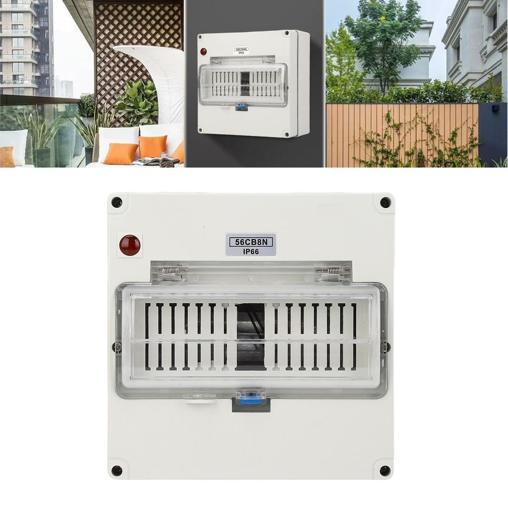 8 Way Outdoor Circuit Breaker Box, ABS PC Alloy Plastic Transparent Cover Distribution Box, IP66, DIN Rail Enclosure