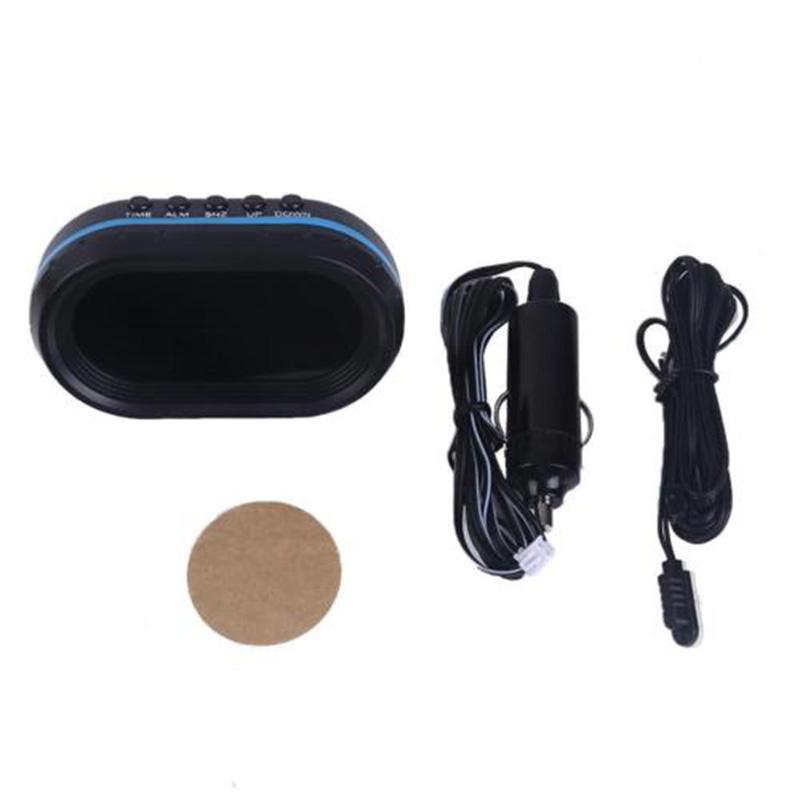 Digital Car Thermometer Voltage Monitor with Alarm Clock for Vehicle Use 12V 24V Dual Temperature Interior Exterior
