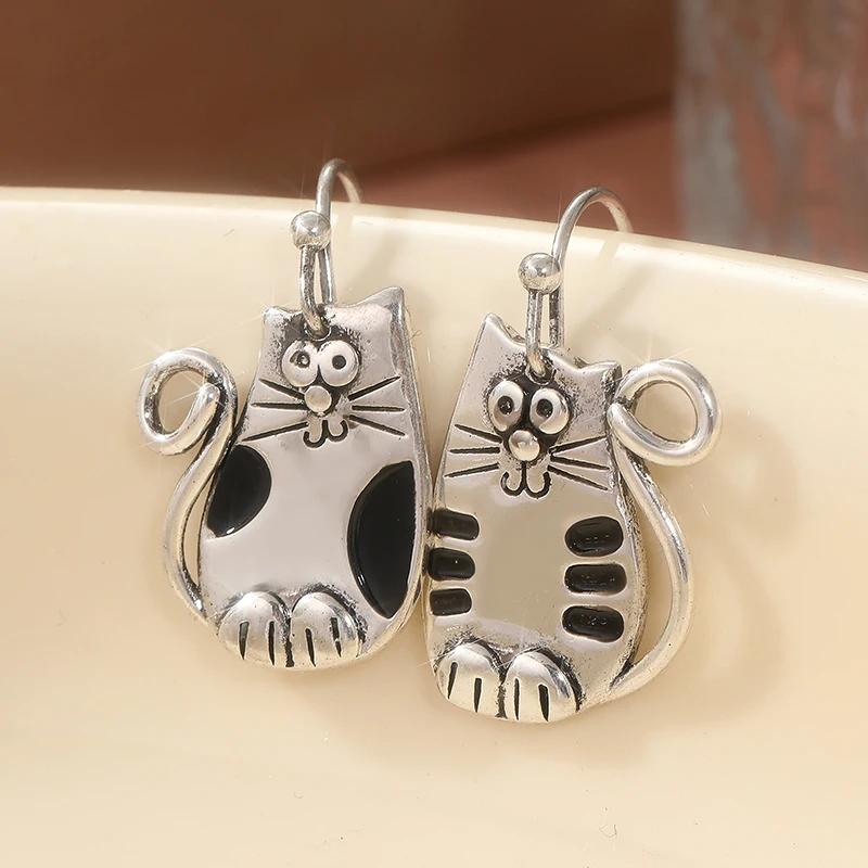 

Чарівний МАЛЮНОК КОТА Сережки-дріт Божевільна Кішколюбка Ветеринар Лікар Вигульник Собак Подарунок 3D Котячі Прикраси