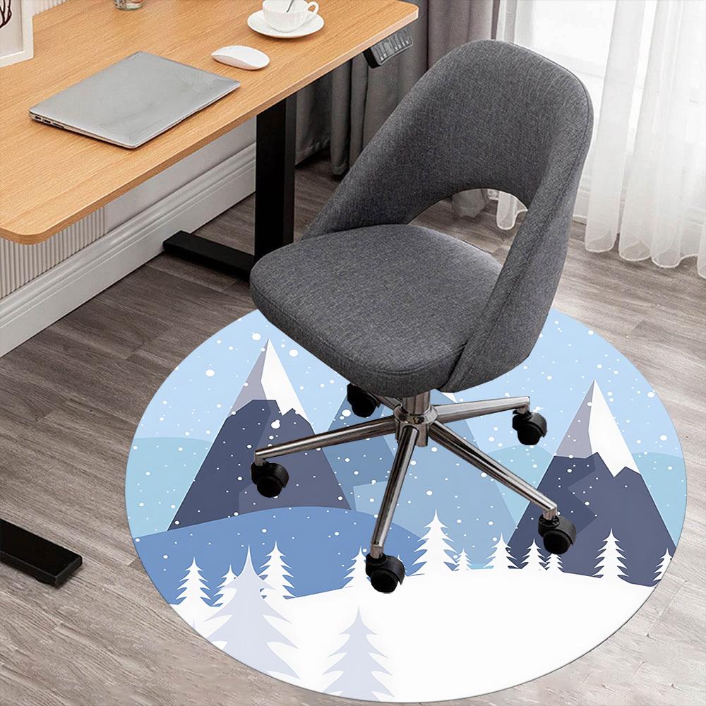 1pc mountain snow Round Chair mat Area Rug - Non-Slip, Floor Mat for Office, Bedroom, and Indoor Decor c1125427