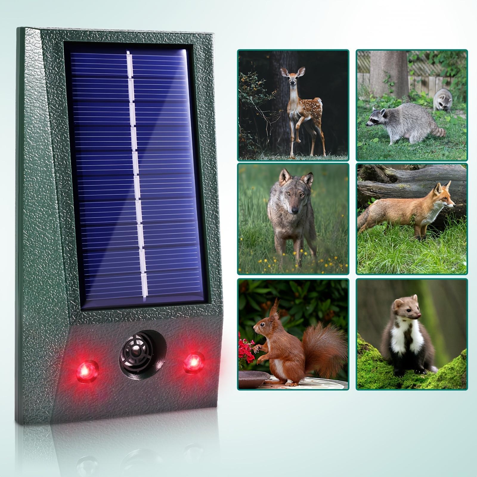 

Ультразвуковой отпугиватель на солнечной батарее с датчиком движения и вспышкой, подходит для отпугивания собак, кошек, птиц, белок, енотов, скунсов, мышей, кротов 1PC