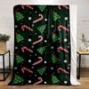 Christmas Trees and Candy Canes Pattern Patterned Flannel Blanket Perfect for the Bedroom Living Room, Sofa, or a Little Nap
