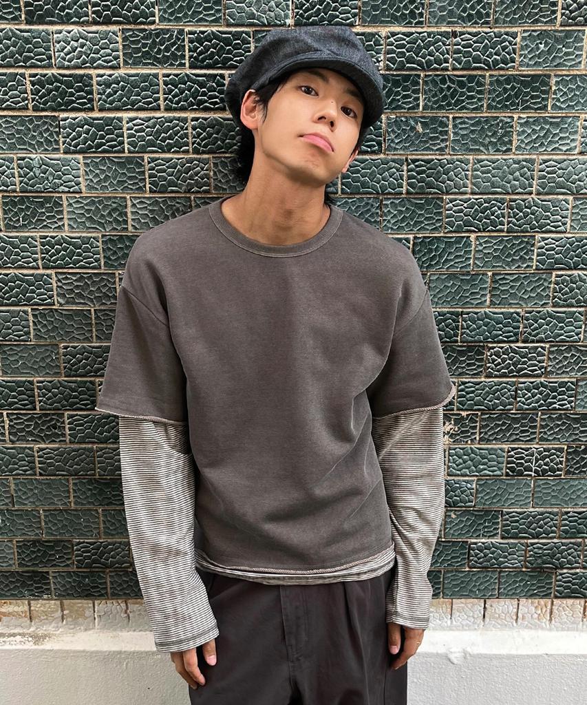 HOOVES Cutoff Layered Sweatshirt [Brown]