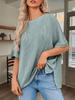 Womens Ribbed Batwing T Shirt Short Sleeve Loose Fit Summer Tunic Top