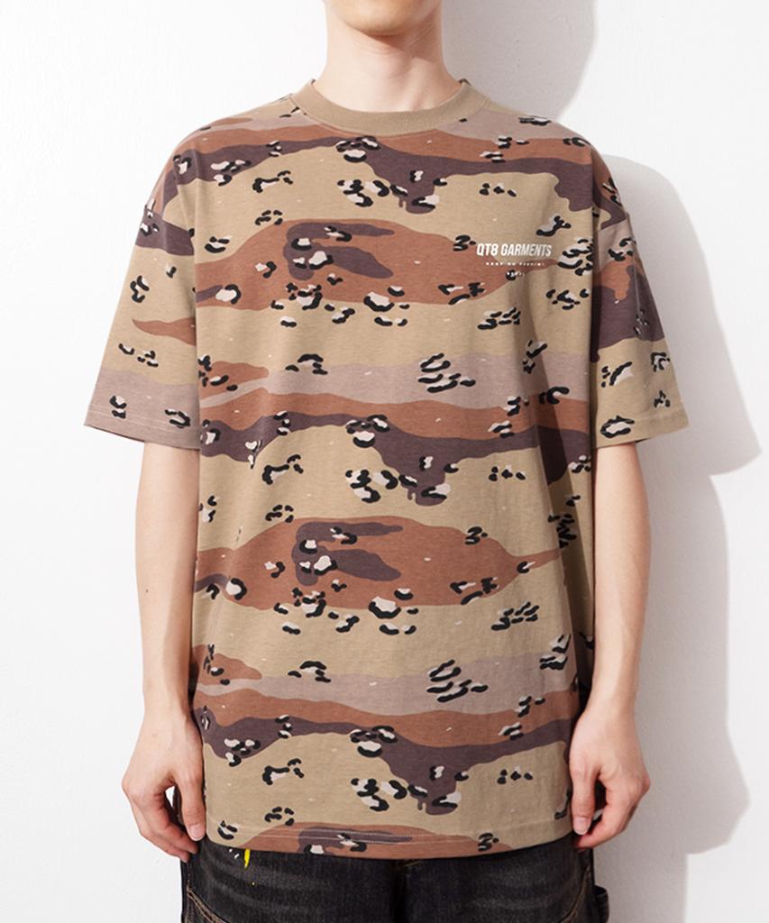 QT8 GARMENTS Oc Simple Logo Chocolate Chip Camo Tee (Beige)