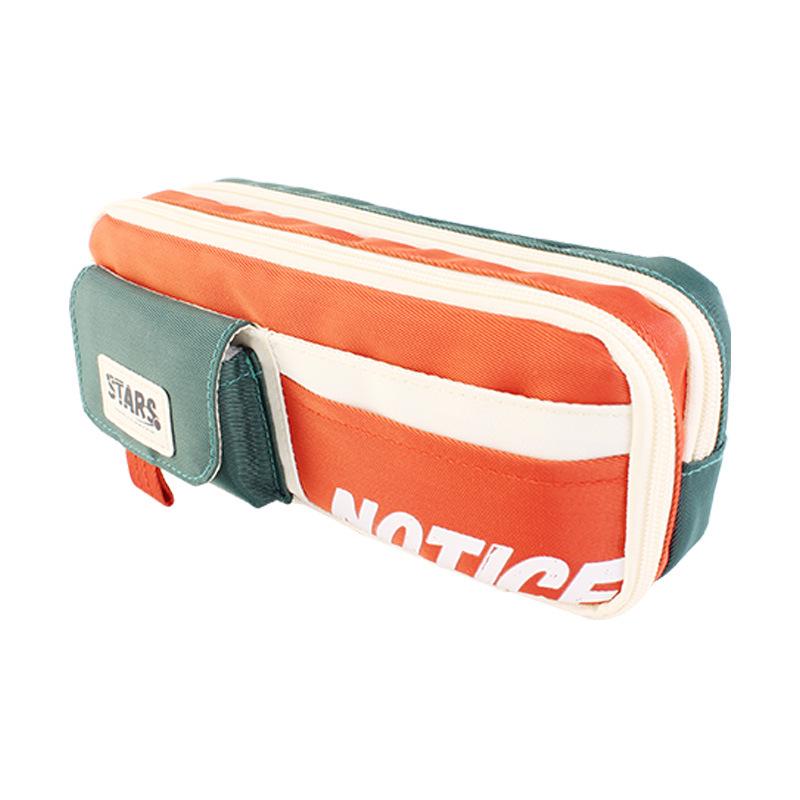 Trendy 8-Layer Large Capacity Student Pencil Case, Oxford Cloth, Minimalist Design зелёный