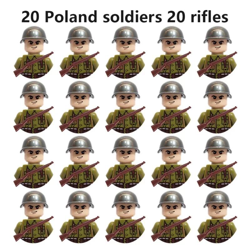 20Pcs/Set WW2 Military Soldier Array Soviet US UK France Japan Canada Italy China Building Blocks Action Figure Bricks Kids Toy