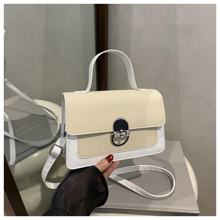Contrasting color trend fashion small square bag women's 2025 new high-end texture messenger bag niche simple casual shoulder bag