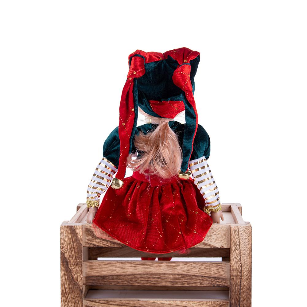 Rot-Grün-Gold Retro Hofnarren sitzende Weihnachtsfigur
