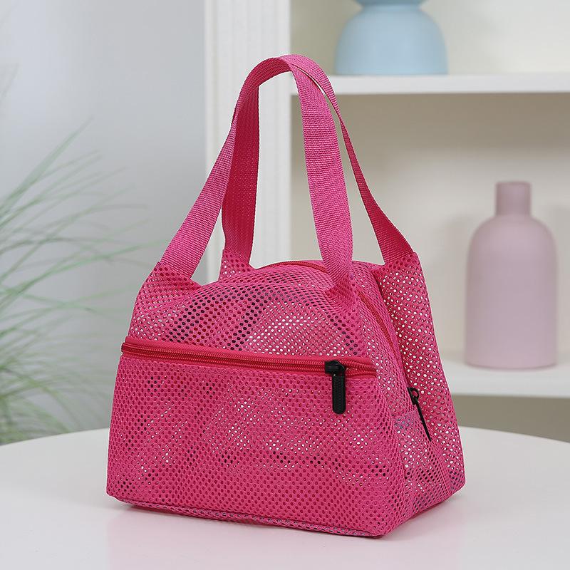 Mesh Lunch Tote Bag Breathable Lightweight Mesh Handbag with Zipper Casual Cooler Bag for Work Picnic & Beach Use