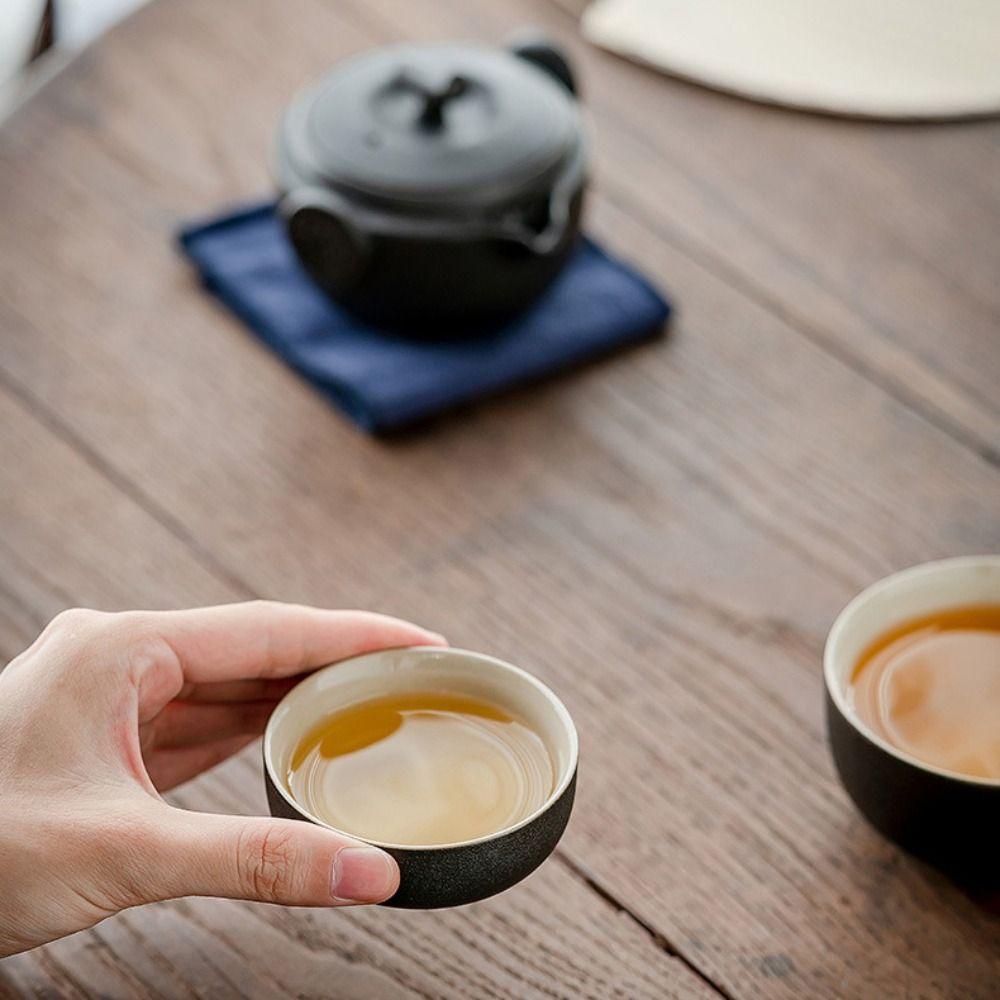 Keramik Teezeremonie Teekanne Set mit Aufbewahrungstasche Chinesisches Teekanne Set Kreative Reise Teekanne Büro