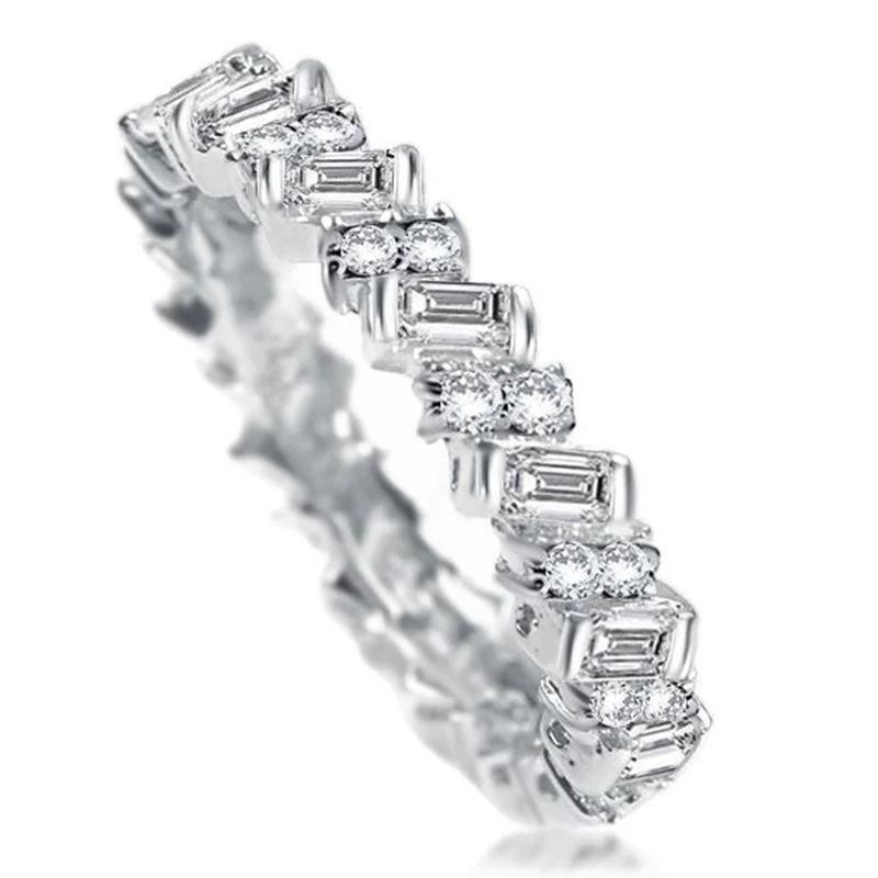 Fashionable INS jewelry, personalized trendy new square diamond ring for women, copper set full ring zircon tail ring