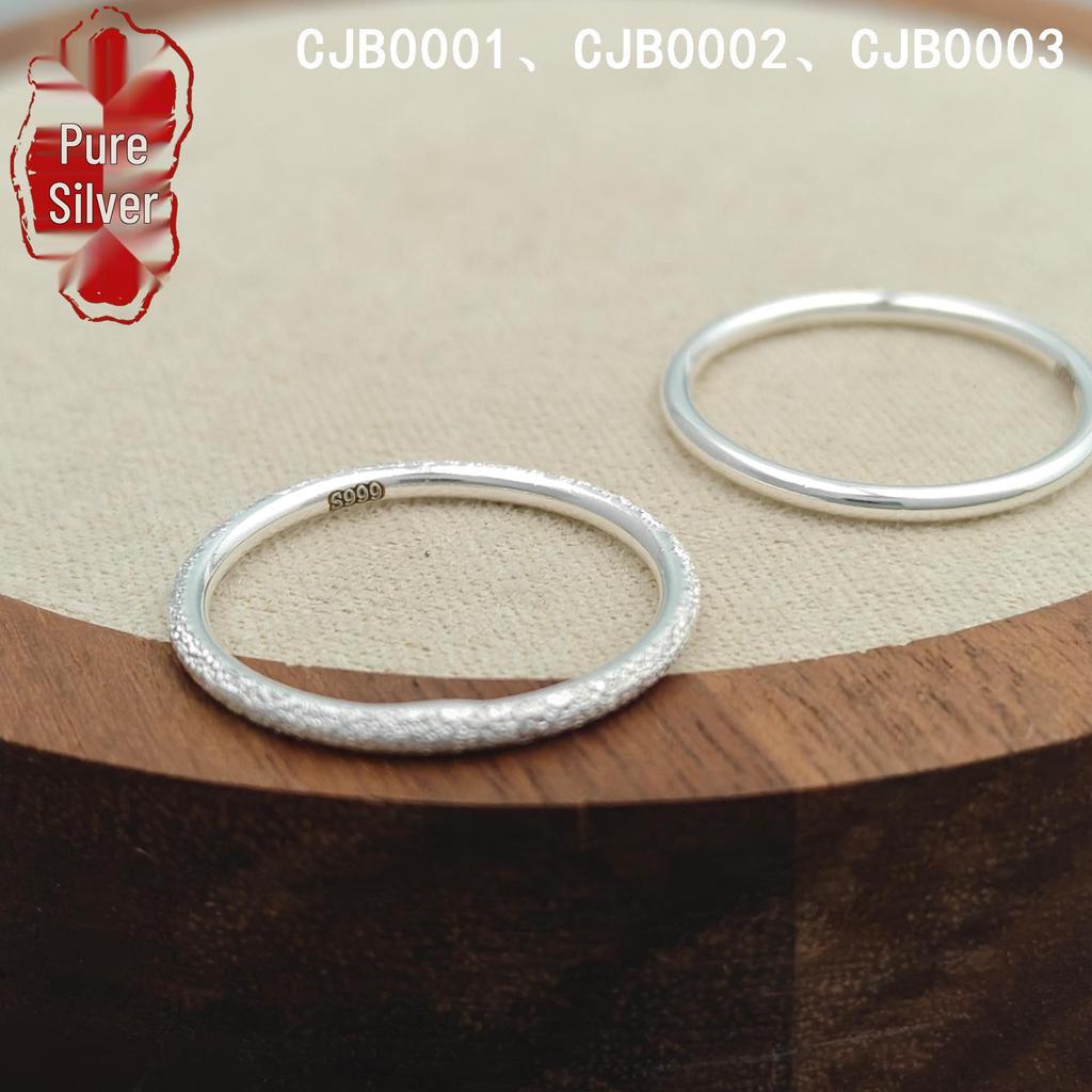 Solid 999 Sterling Silver Plain Band Ring: Unisex Simple Tail or Index Finger Ring