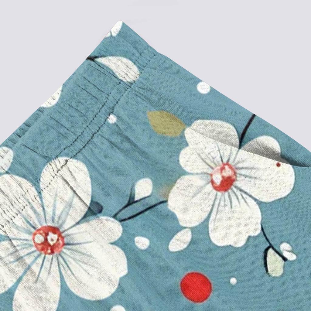 Women's High Waist Printed Casual Trousers Workout Pants 3/4 Pants