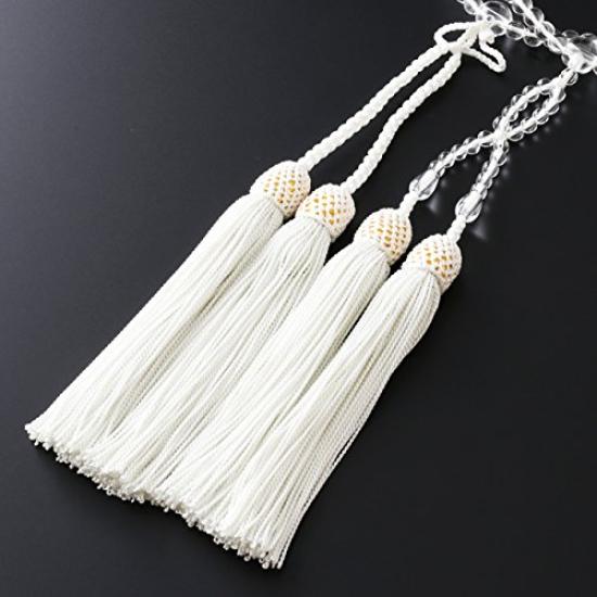 Hayashi Kyo Butsudan Buddhist Altar, Jodo Shinshu Buddhist Prayer Beads, 8 inches, Genuine Crystal (Women's), Formal Style [Prayer Beads Bag Set]