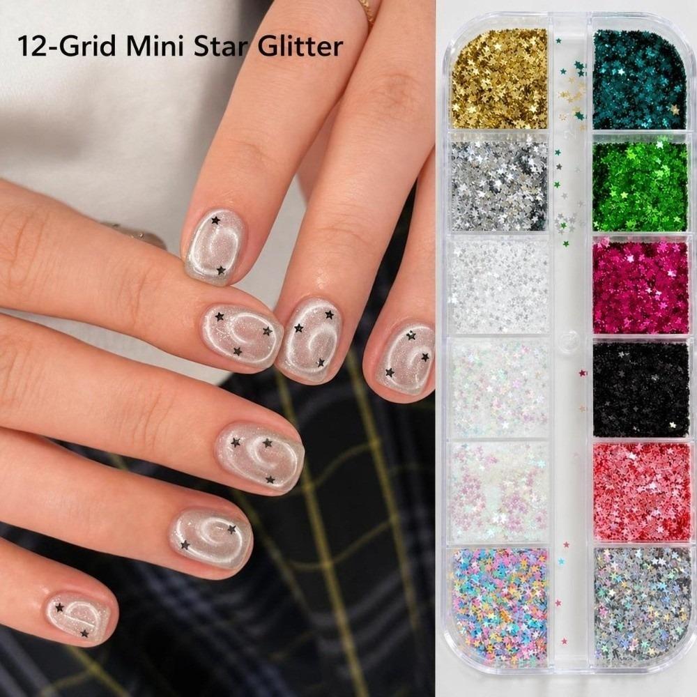 12 Grids Nail Art Sequins Kit Polka Dots DIY Nail Embellishments Manicure Accessories