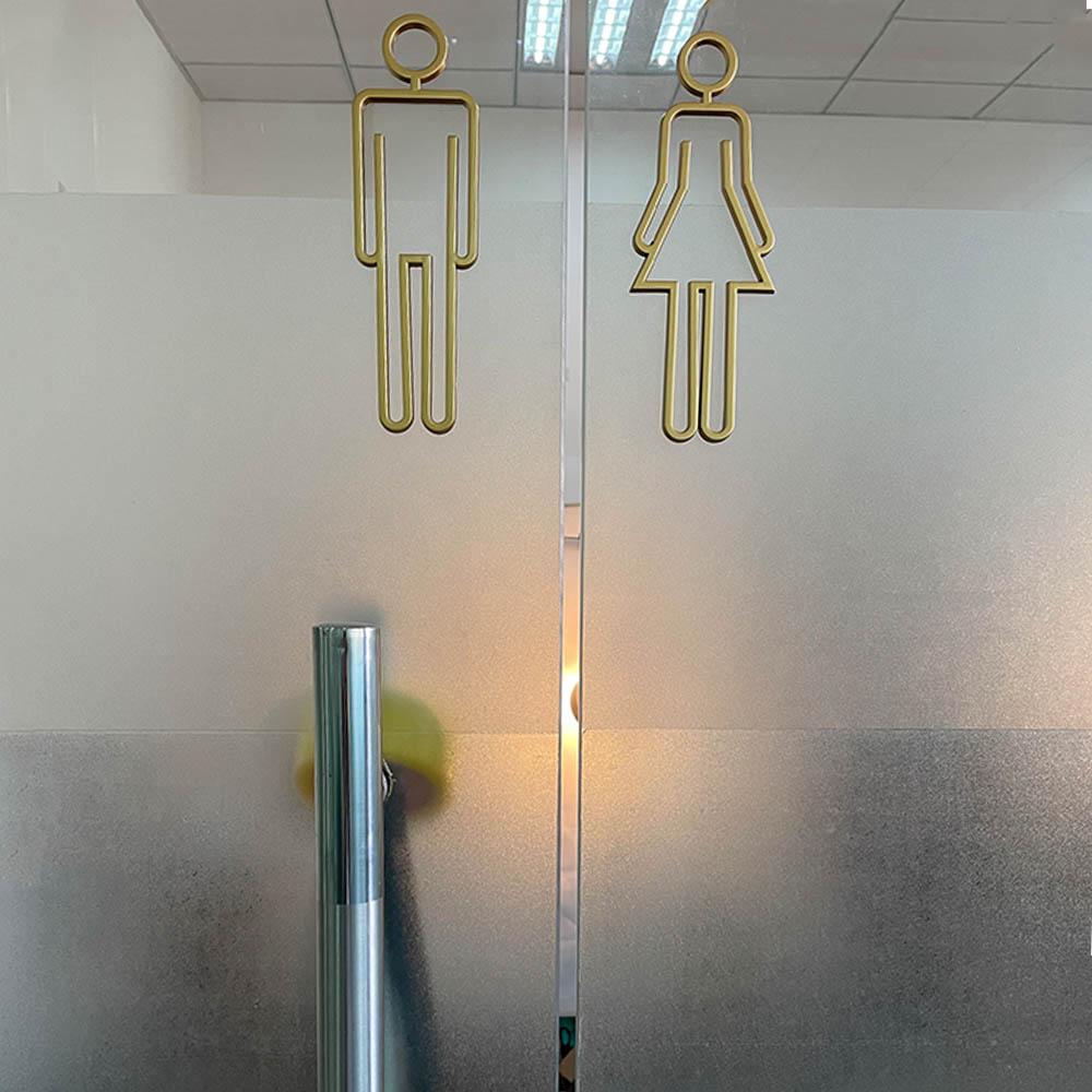 Adhesive Creative Acrylic Toilet Door Sign Toilet Symbol Bathroom Signage WC Plaque Restroom Sign