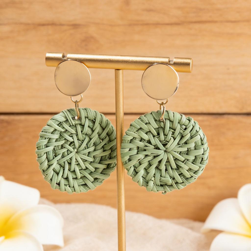 New Earrings Handmade Rattan Exaggerated Vacation Style Earrings Earrings Unique and Beautiful Seaside Accessories