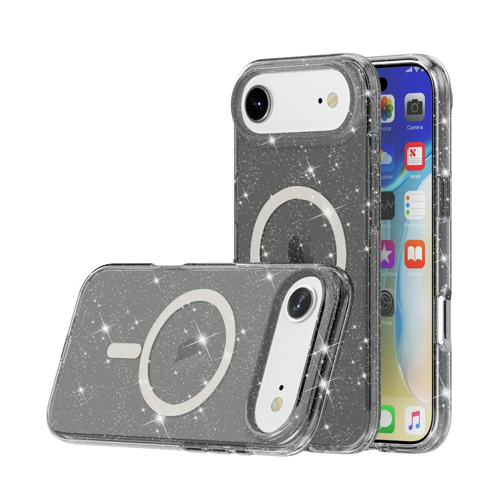 For iPhone 17 Air Case Compatible with MagSafe Glitter Powder PC+TPU Phone Cover