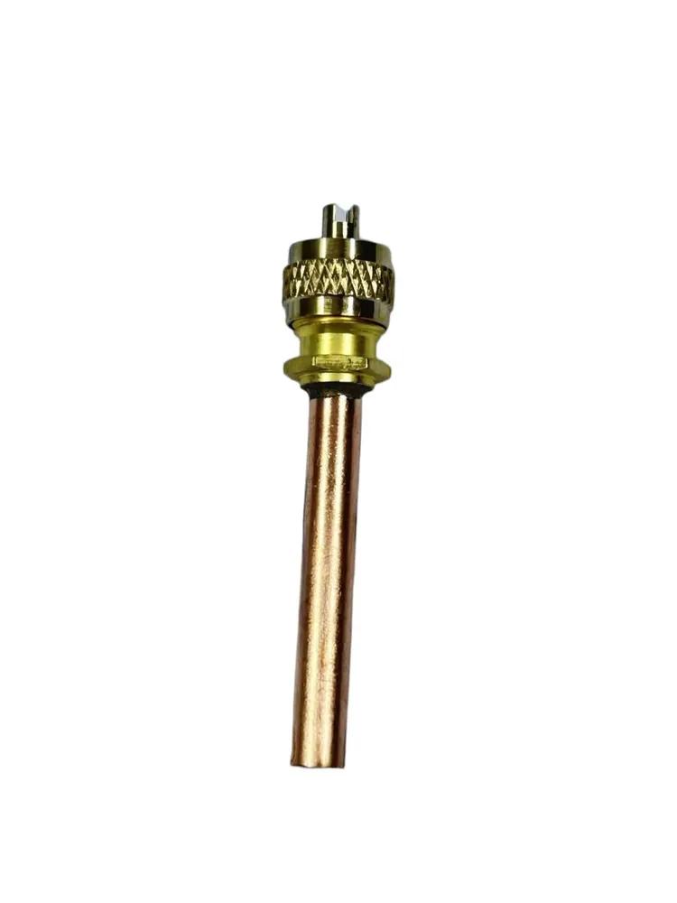 10 pcs. 1/4 inch schrader valve, service filling fitting, tube diameter 6 mm, wall thickness 0.4 mm, total length 63.3 mm, for repair of air condition