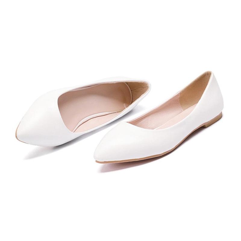 Soft Soled Work Shoes Women's Black Pointed Flat Shoes Shallow Comfort Casual Shoes Luxury Designer Footwear Zapatos De Mujer 43