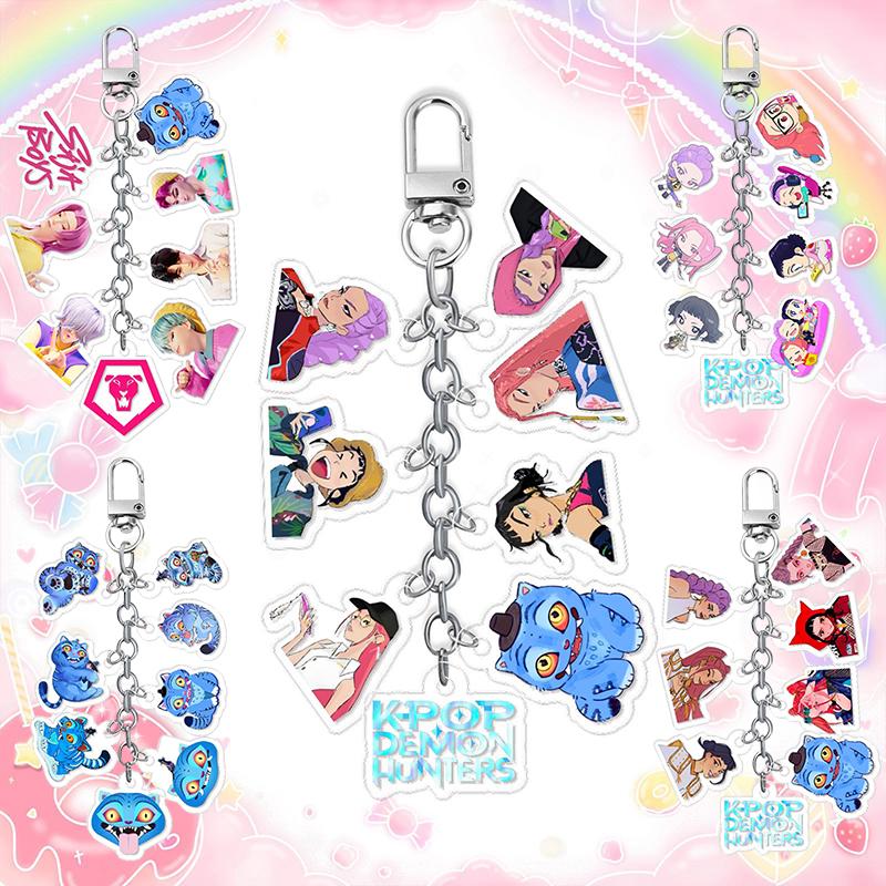 Schlüsselanhänger für Kpop Demon Huntri Anime Film Cartoon Schlüsselanhänger Schmuck Geburtstagsgeschenk Rucksack Anhänger Kpop Schlüsselringe Fan Geschenke