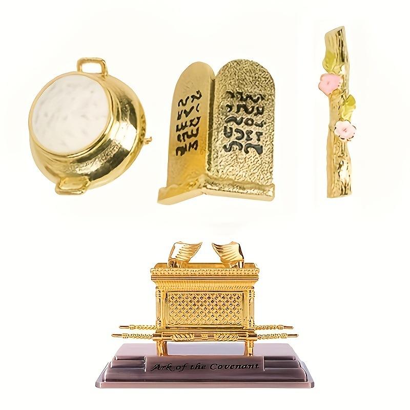 Mini Goldene Bundeslade Legierung Statue Handgefertigt Graviert Religiöses Ornament für Gebetstisch Dekor