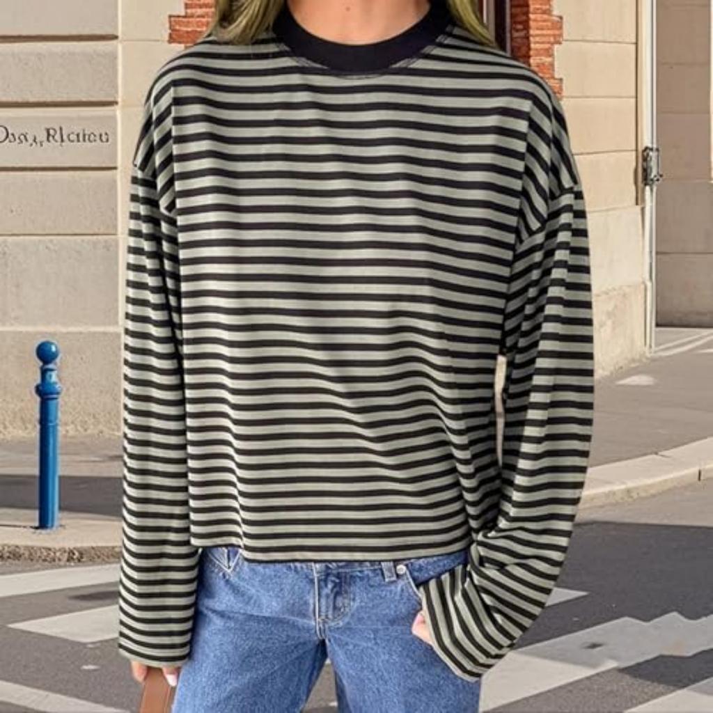 Damenmode Lässiges gestreiftes Oberteil