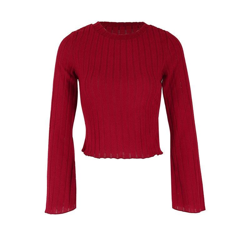 JKASHDK Women's Fashion Casual Spring Autumn Solid Color Print Long Sleeve O-Neck Blouses & Shirts