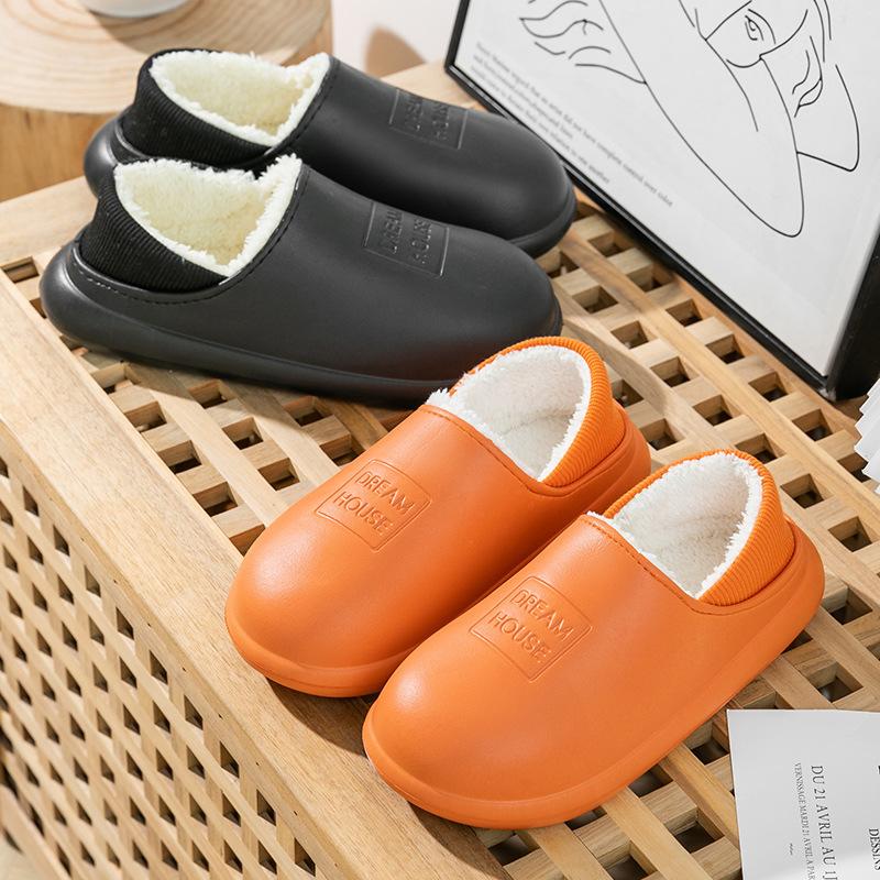 Waterproof Cotton Slippers Women's Autumn and Winter Bags Follow Home Non-slip Household Warm Thick-soled Confinement Postpartum Cotton Shoes