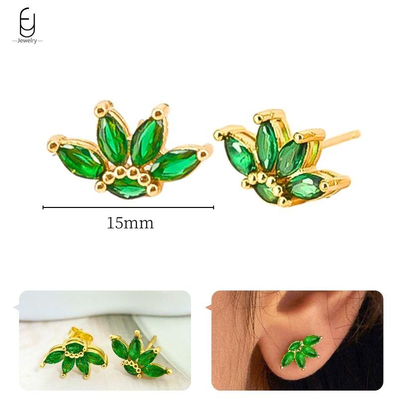 925 Silbernadel Grüne Zirkon Gold Ohrringe Herz Creolen für Damen Zarte Steckerohrringe Luxuriöser Schmuck Geschenke