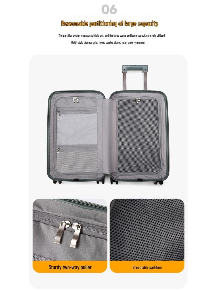 Luggage 24-Inch Large Capacity Leather Zipper Suitcase, Universal Trolley Case for College Students, Men & Women, 20-Inch Cabin Size