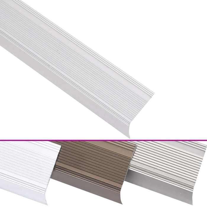 VidaXL Stair Nosing L-shape 5 Pcs Aluminium 90 Cm Silver, Stair Treads, Stair Edges, Stair Profiles, 146735