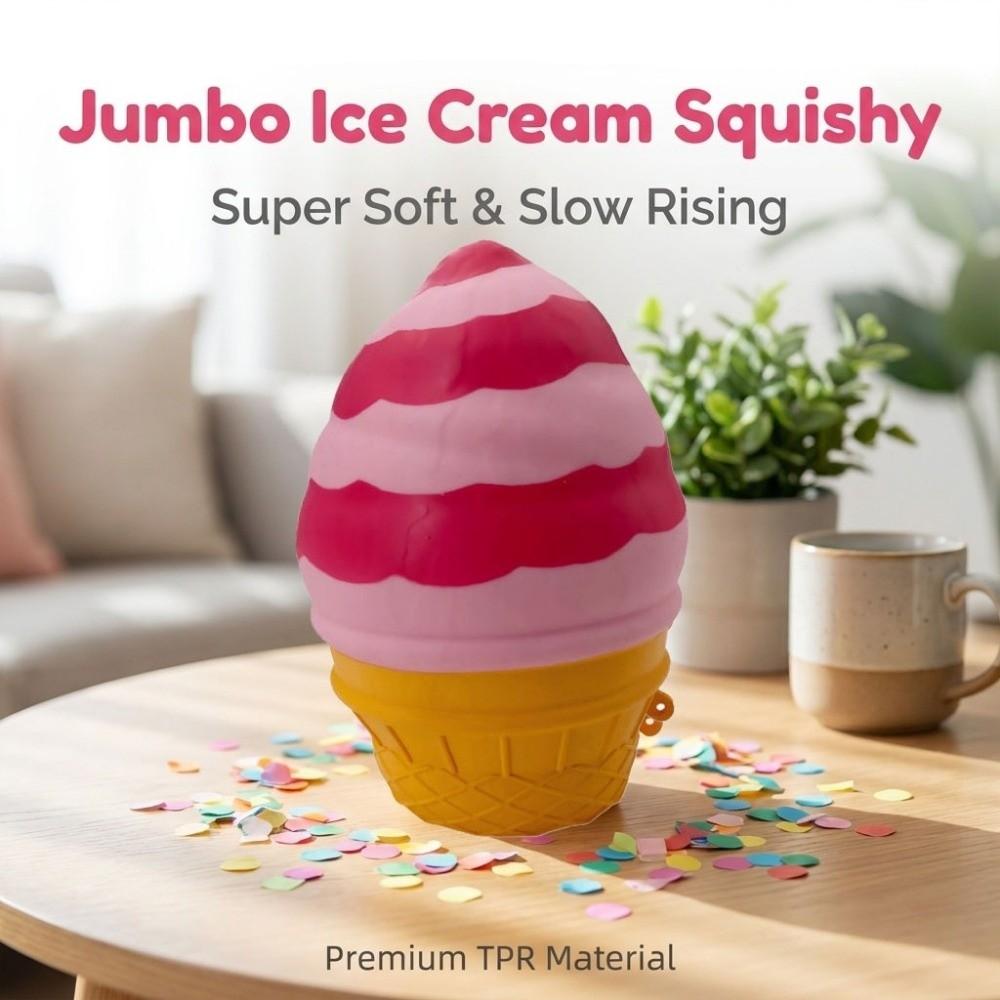 Big Size Ice Cream Squishy Toy Soft TPR Sensory Stress Toy Ice Cream Cone Pinch Le Kids
