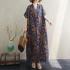 Dimanaf New 2025 Women Plus Size Floral Summer Dress Basic Casual Short Sleeve Dress Loose Vintage Beach Dress