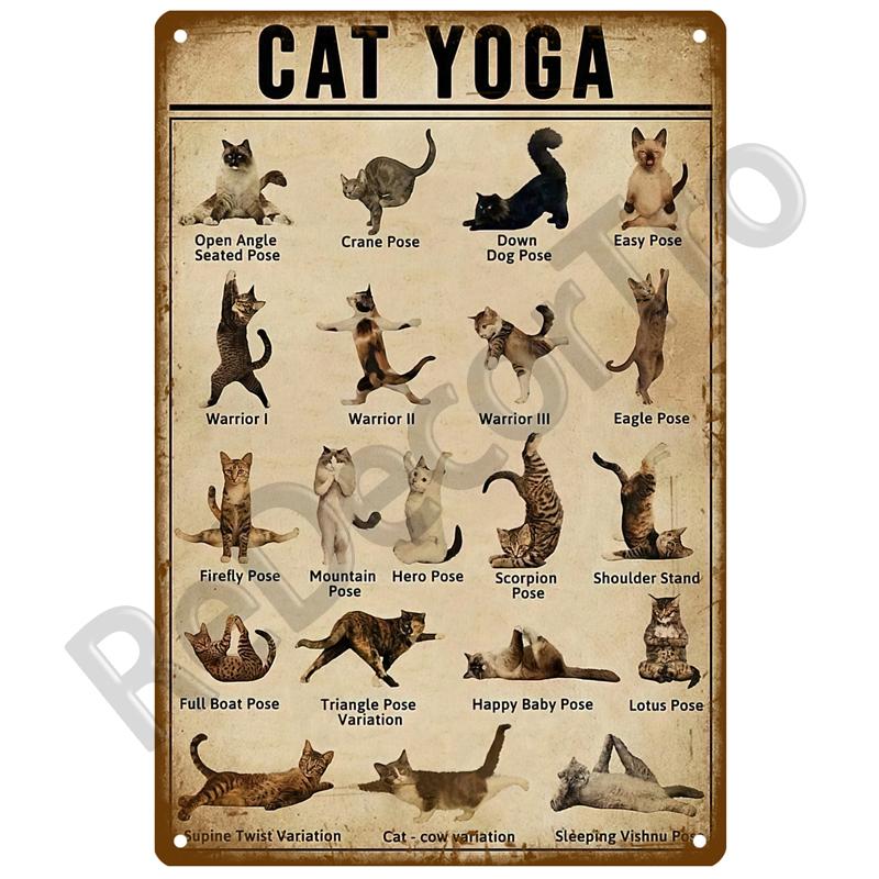 Retro Black Cat Metal Vintage Poster Funny Dog Wall Art Pet Sign Cafe Mural Plaque Metal Sign Tin Sign Plate Bathroom Home Decor